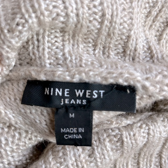 NINE WEST JEANS BEIGE COWL NECK FRINGE SWEATER WITH A SPLIT IN THE FRONT & BACK - Picture 5 of 5